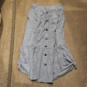 Hayden Gray Maxi Skirt with Button Detail